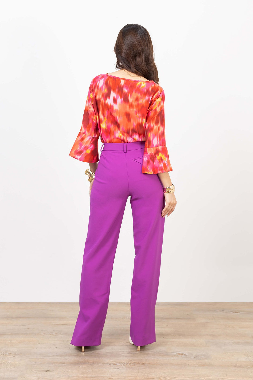 Blusa estampada manga acampanada