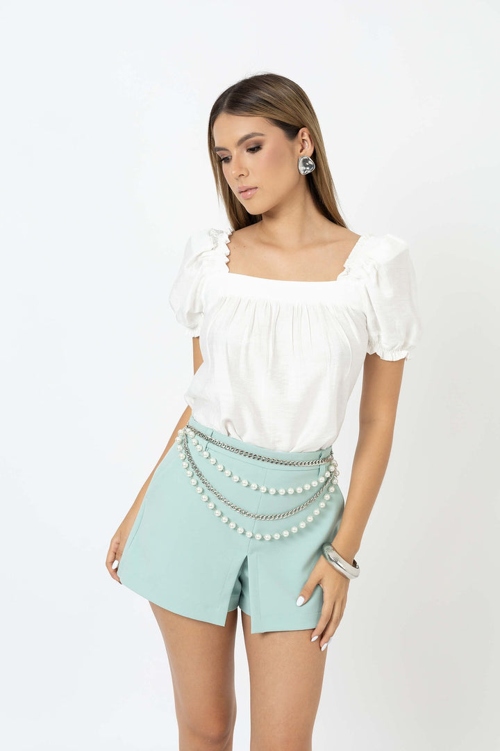 Blusa de escote cuadrado con mangas