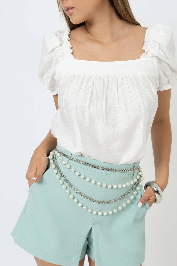 Blusa de escote cuadrado con mangas