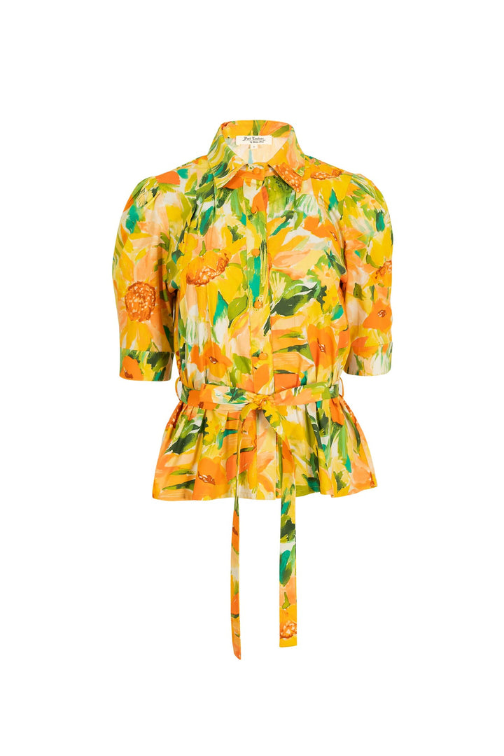 Blusa estampada con cinturón