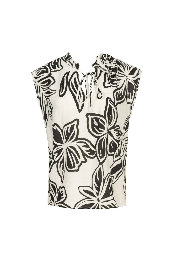 Blusa estampada con lazo elegante