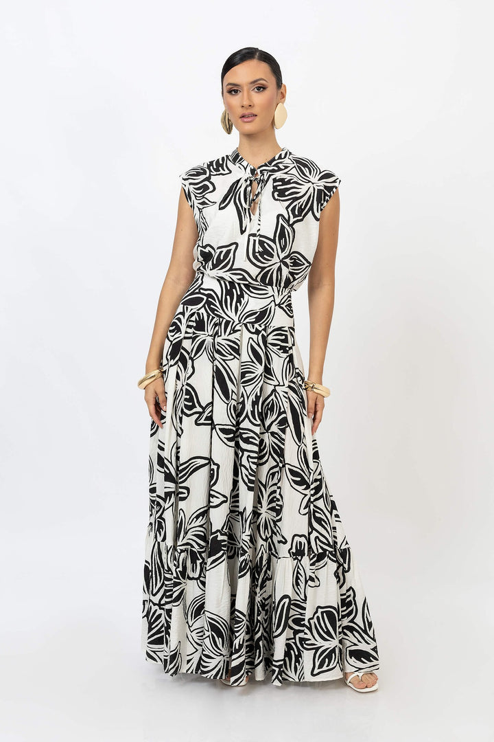 Blusa estampada con lazo elegante