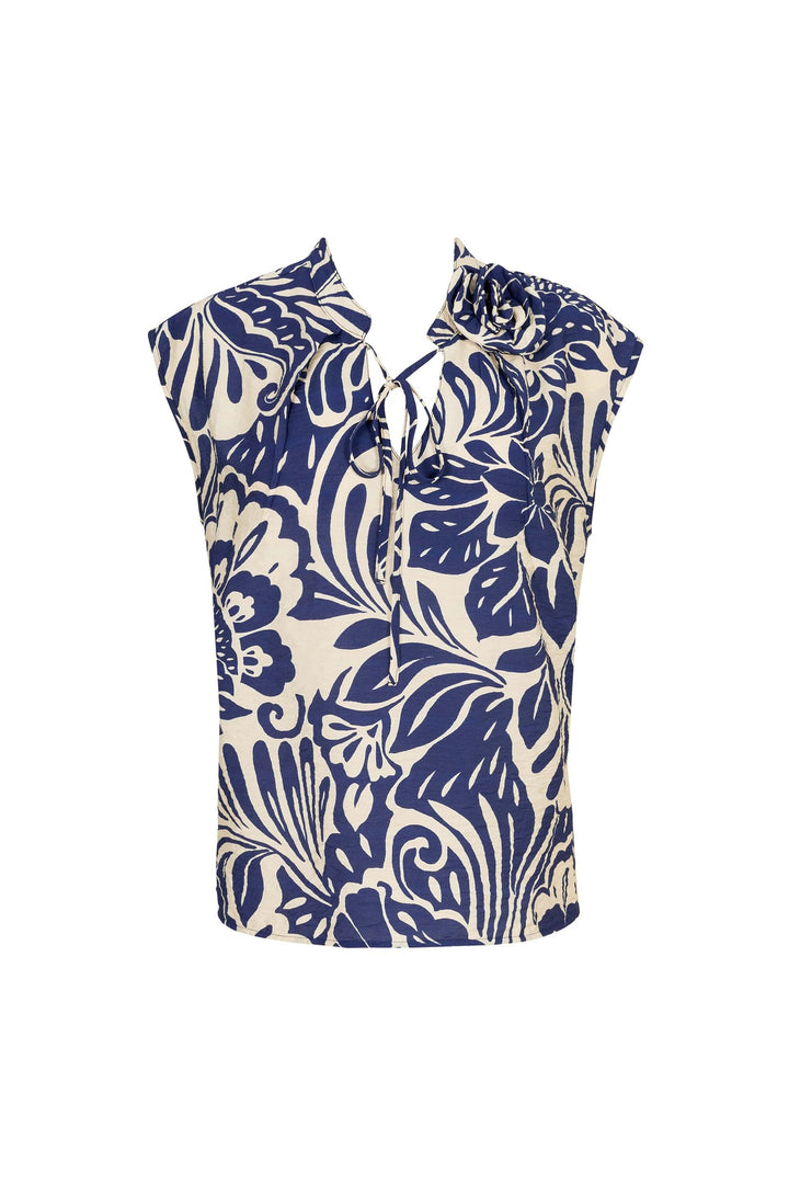 Blusa estampada con lazo elegante