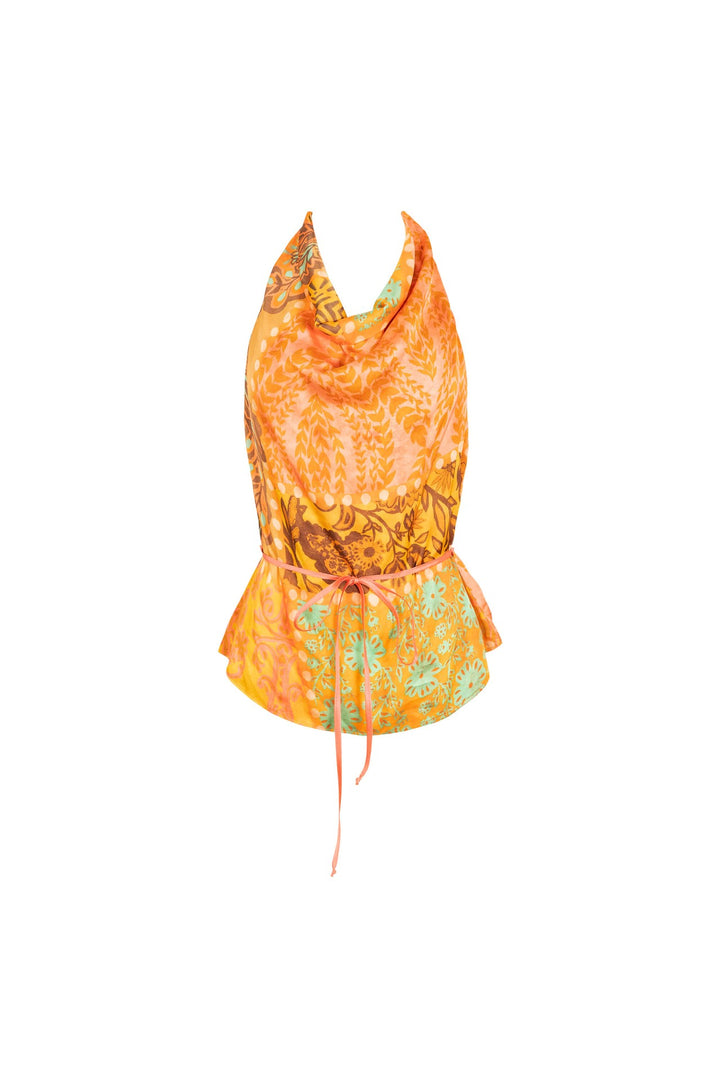 Blusa halter con escote drapeado