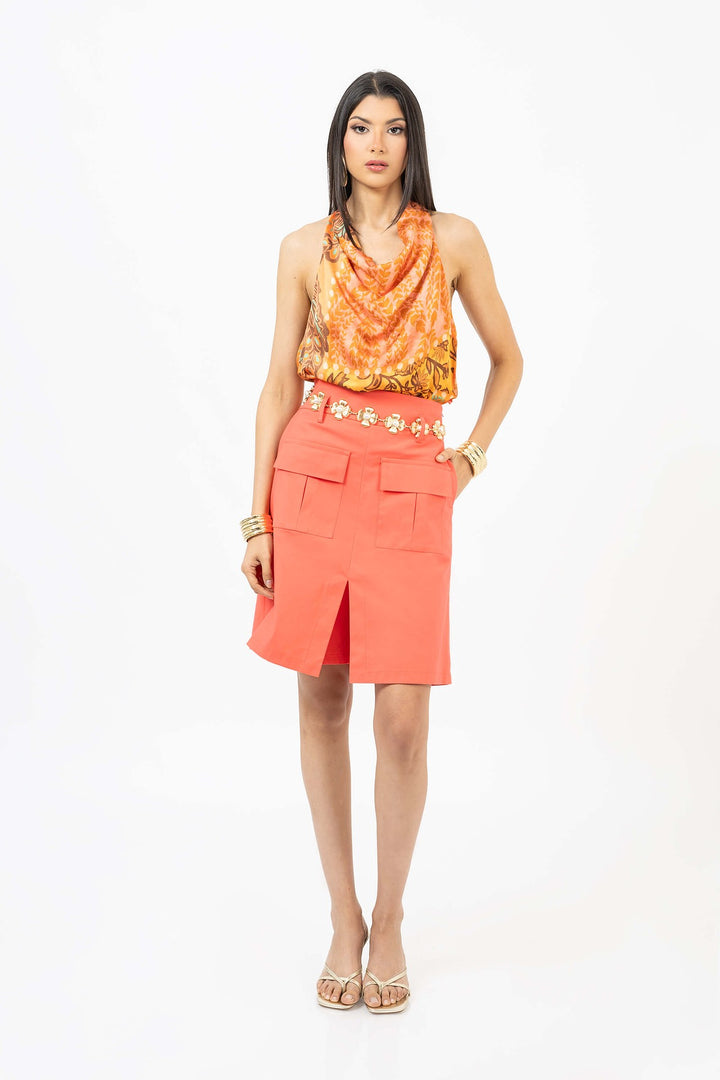 Blusa halter con escote drapeado