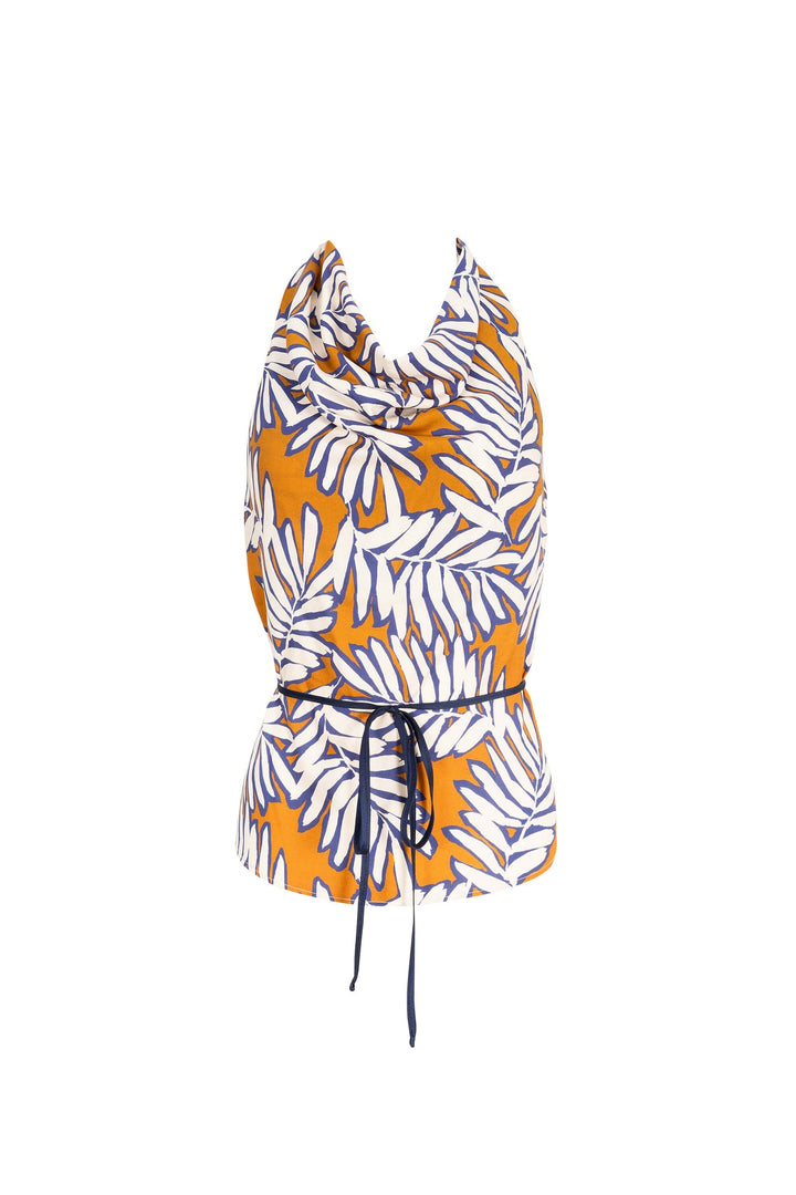 Blusa halter con escote drapeado