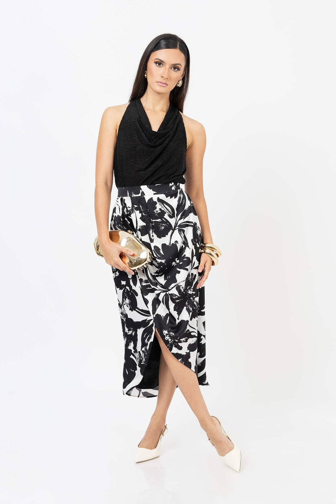 Blusa halter con escote drapeado