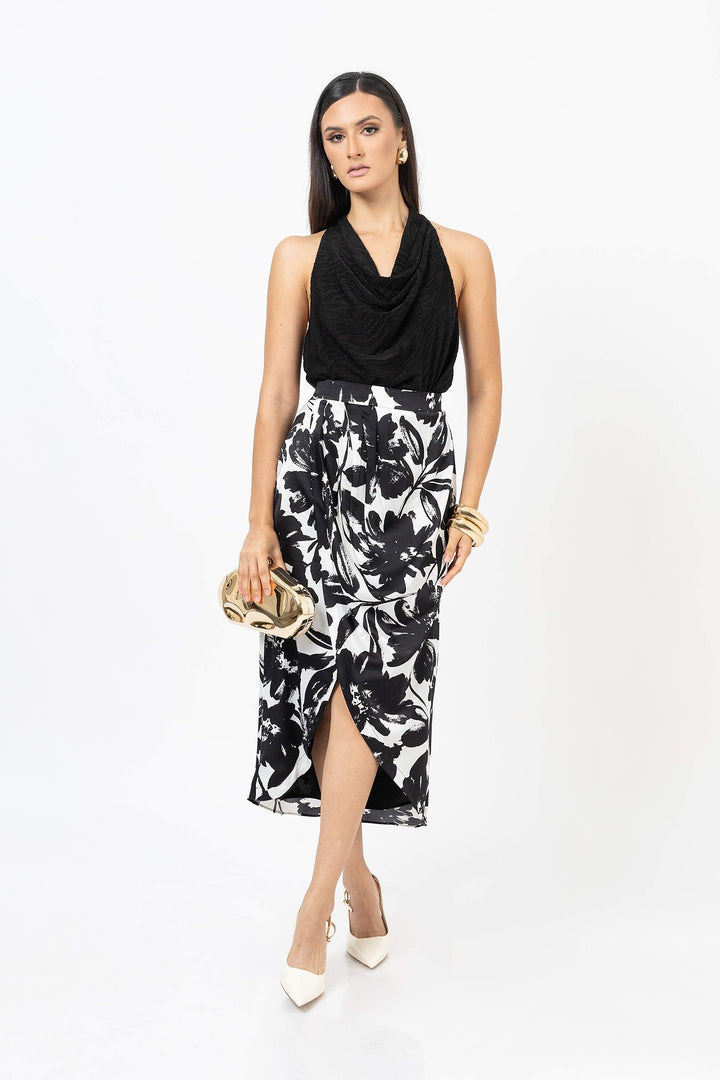 Falda midi cruzada floral