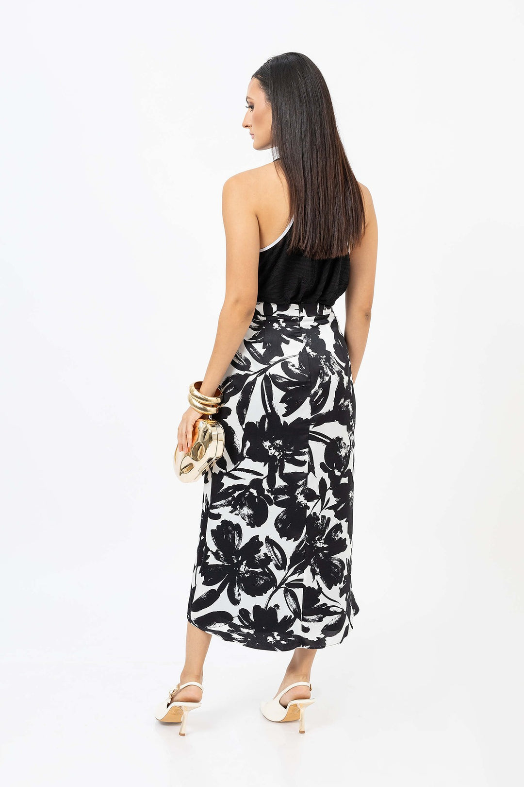 Falda midi cruzada floral