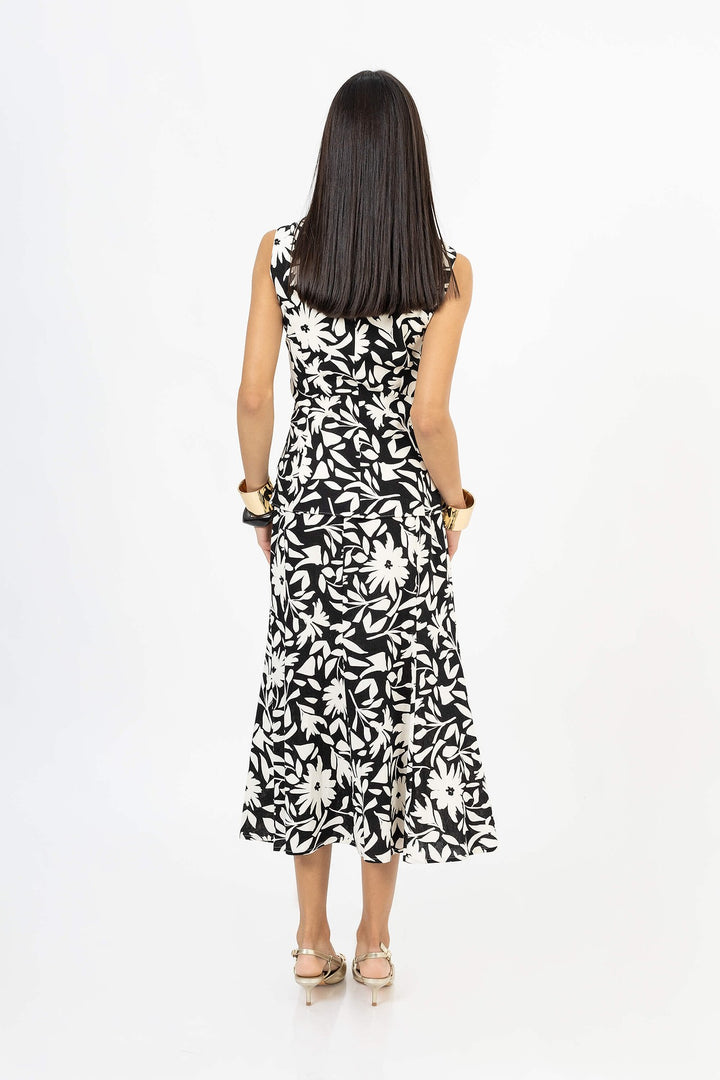 Falda midi estampada con abertura