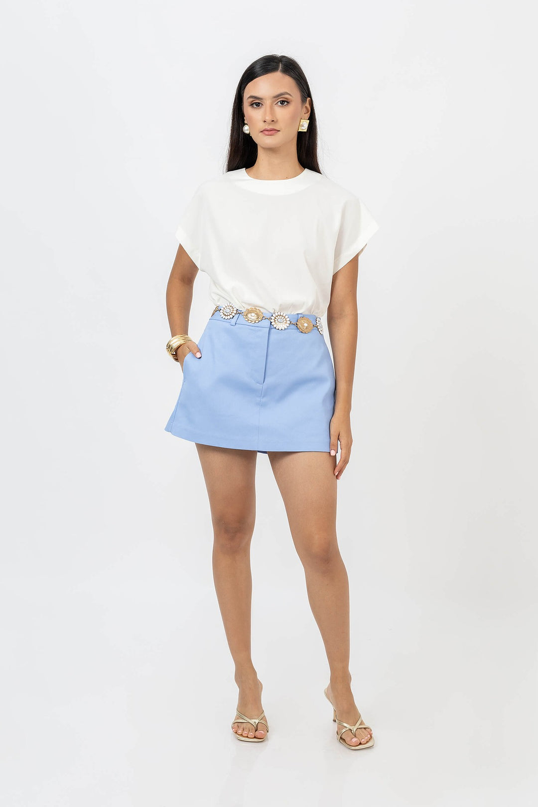 Short falda liso formal