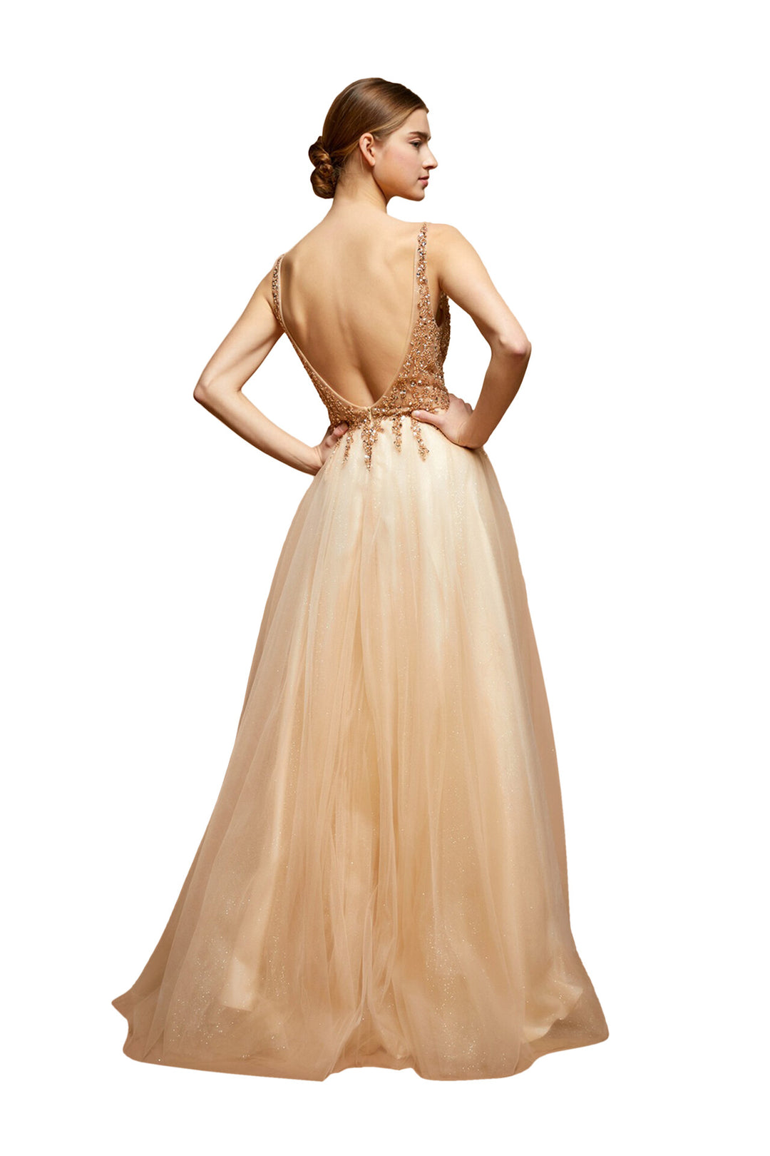 Vestido de gala con pedrería elegante