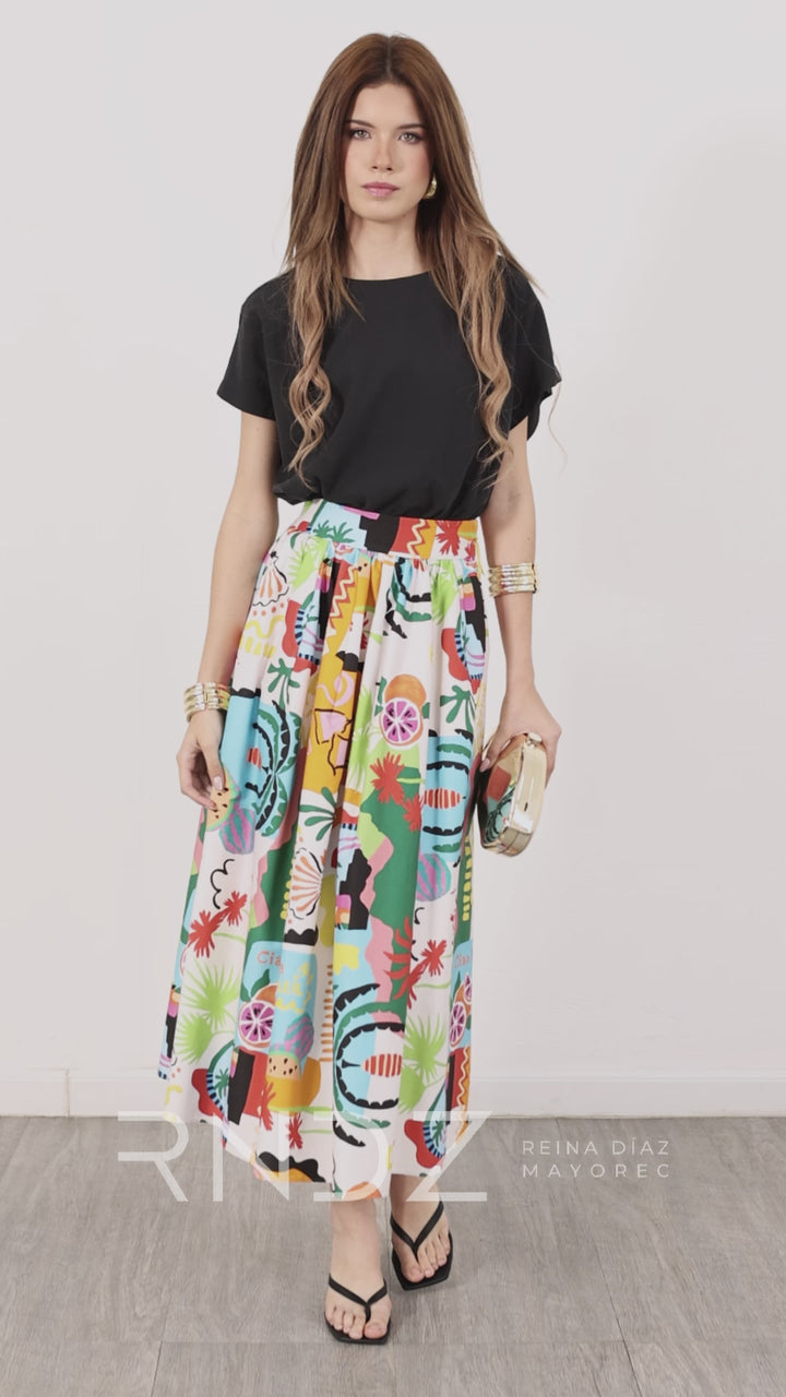 Blusa corta con resorte y manga amplia