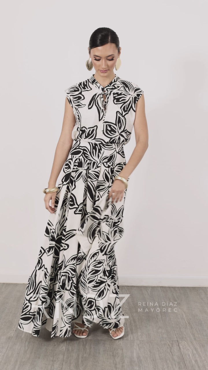 Blusa estampada con lazo elegante