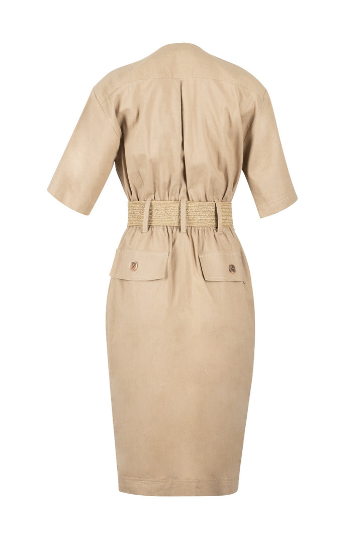 Vestido midi con cinturón