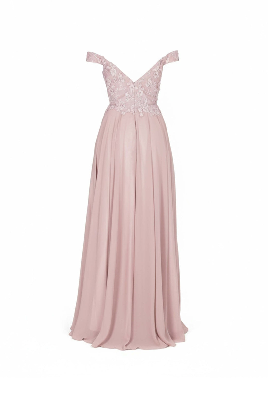 Vestido largo de gala con encaje