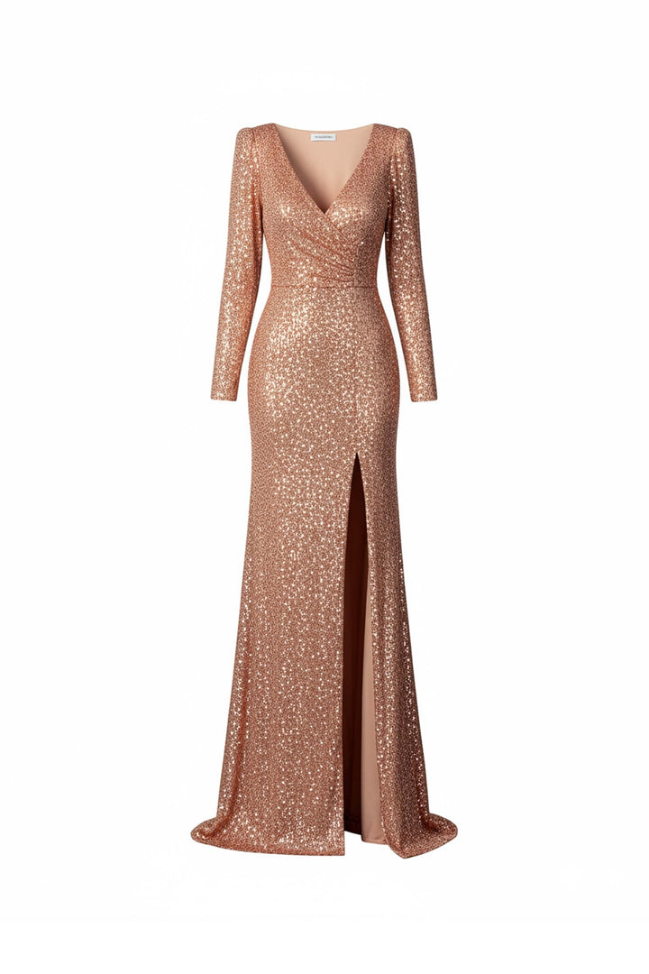 Vestido de lentejuelas con abertura