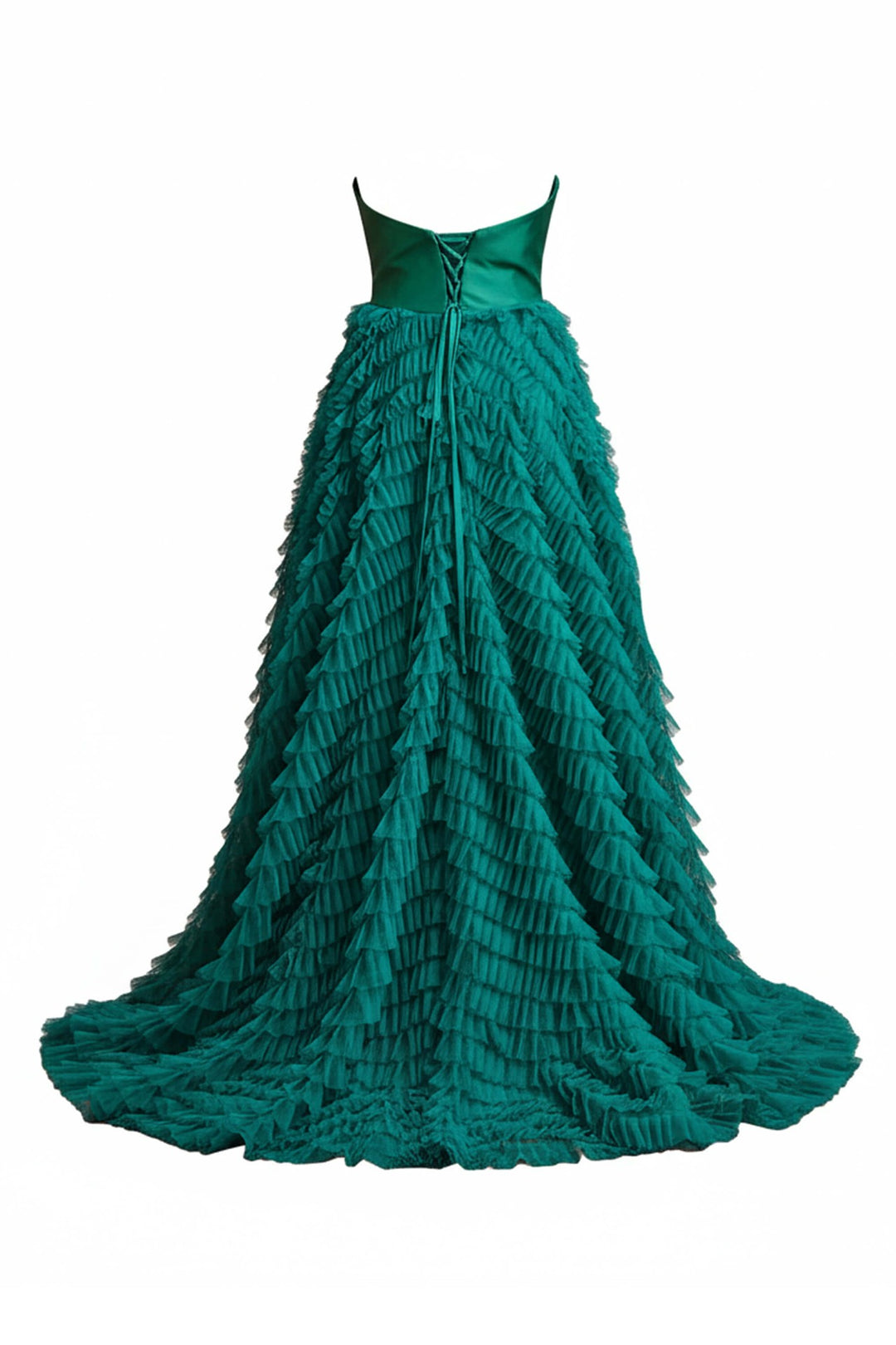 Vestido de gala con olanes