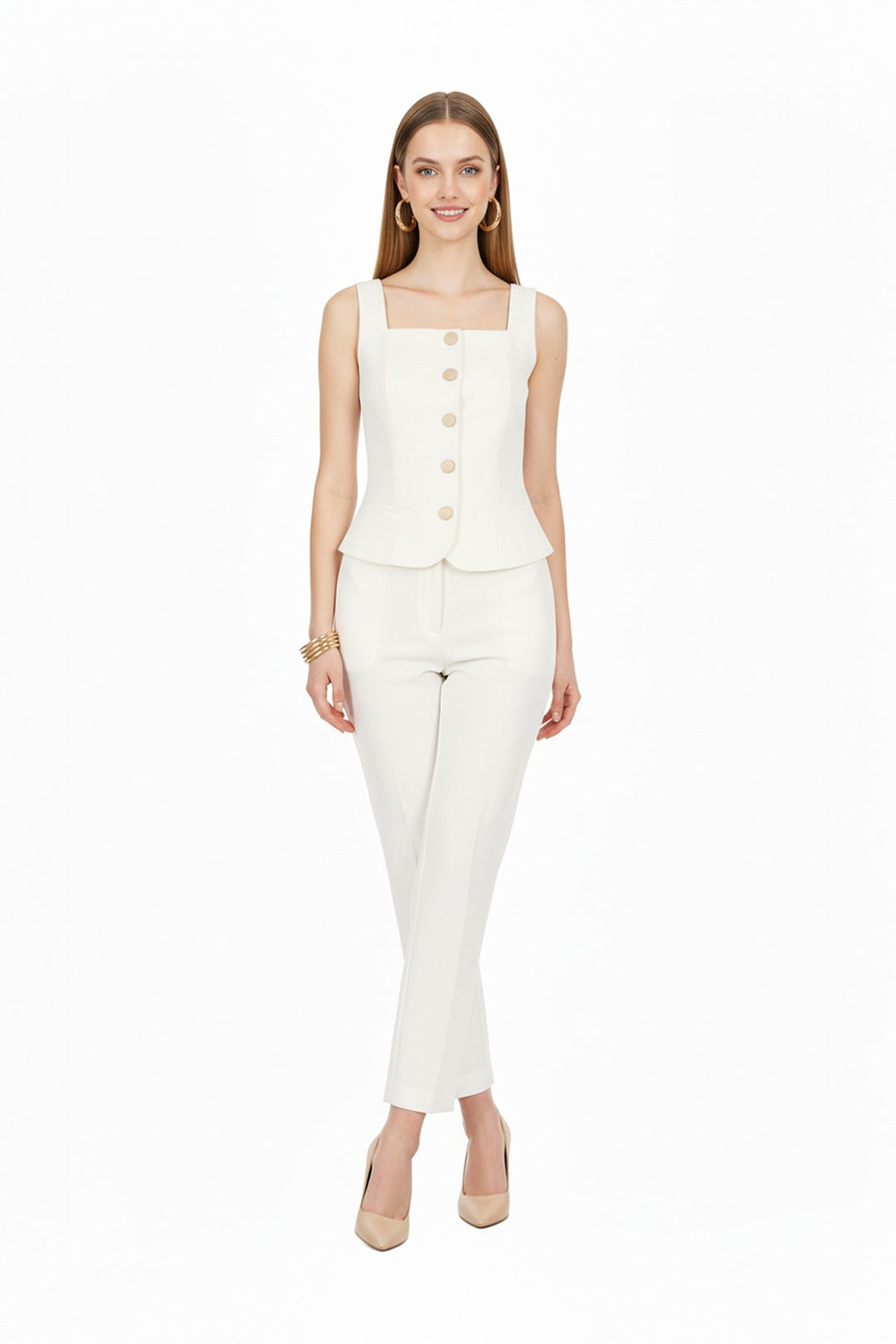 Chaleco estructurado con botones dorados