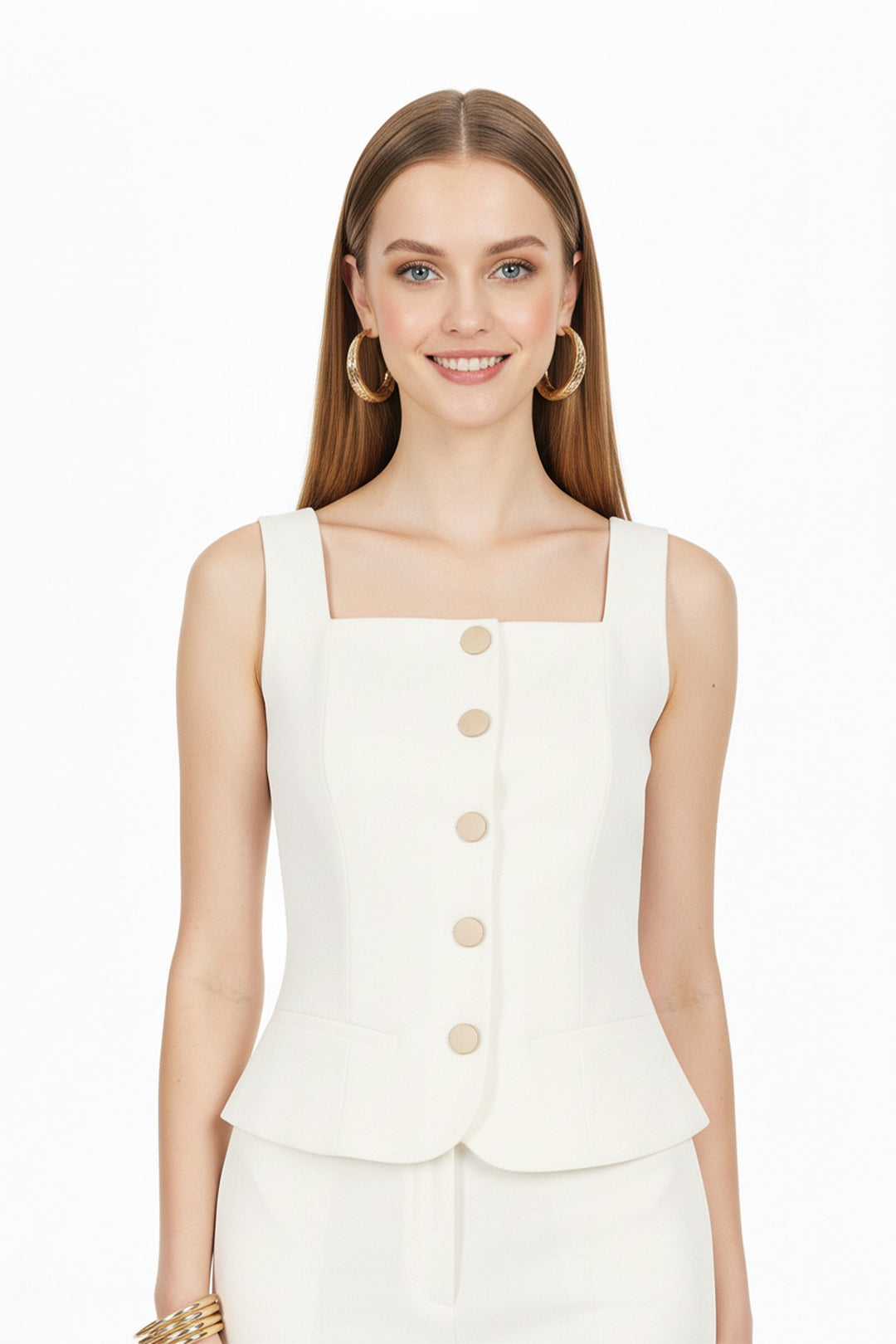 Chaleco estructurado con botones dorados
