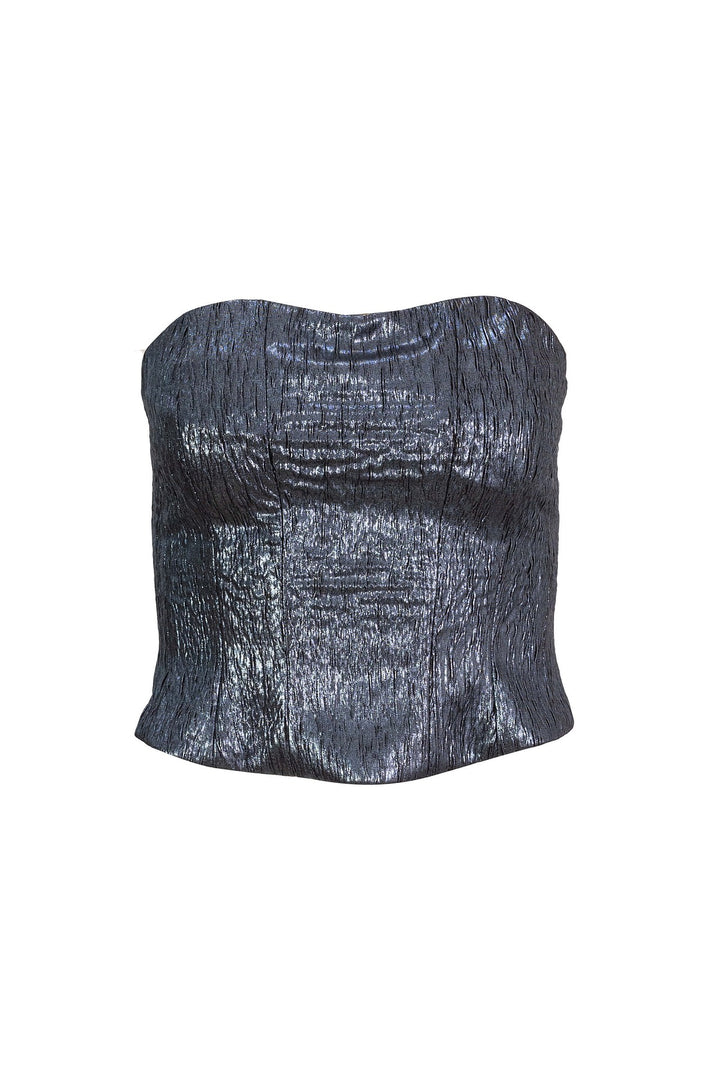 Top strapless metálico
