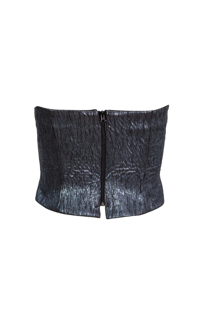 Top strapless metálico