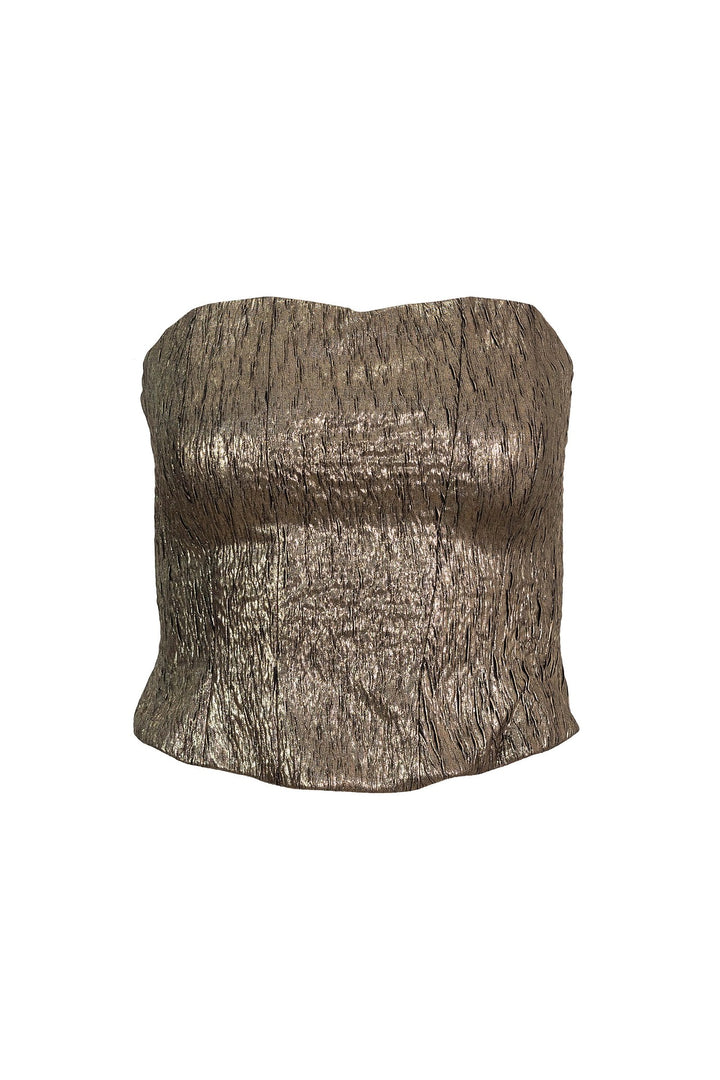 Top strapless metálico