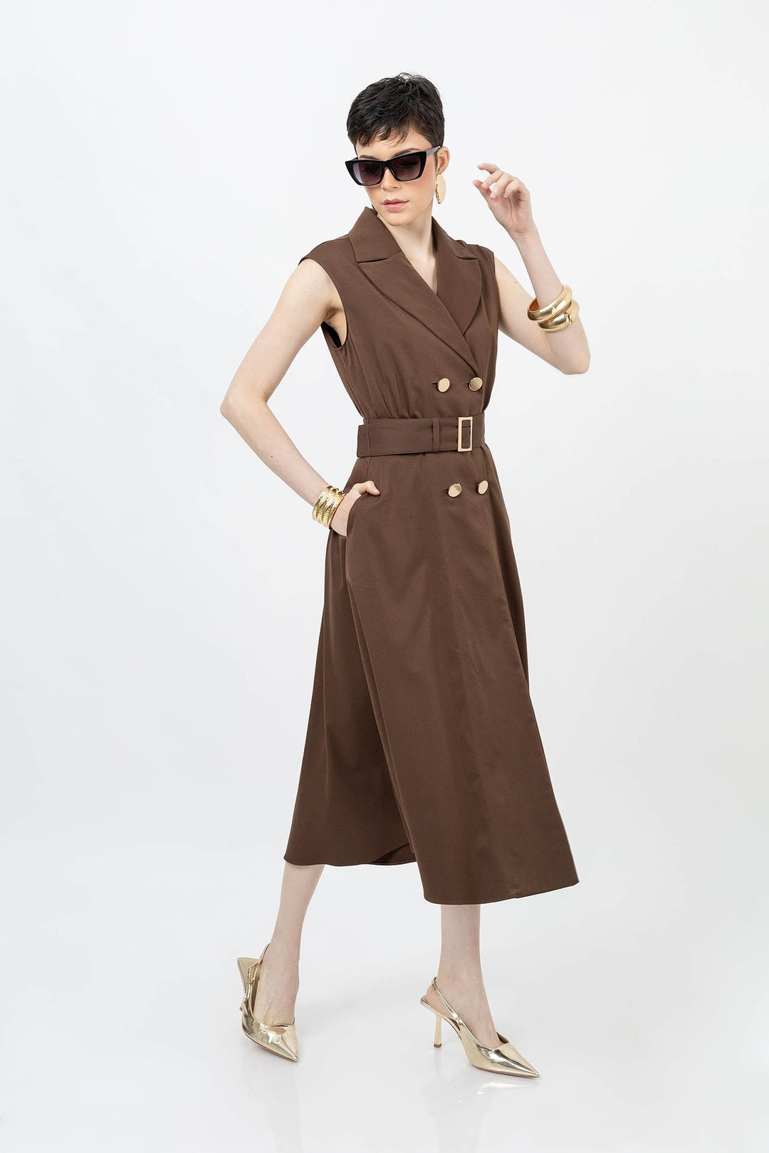 Vestido tipo trench sin mangas