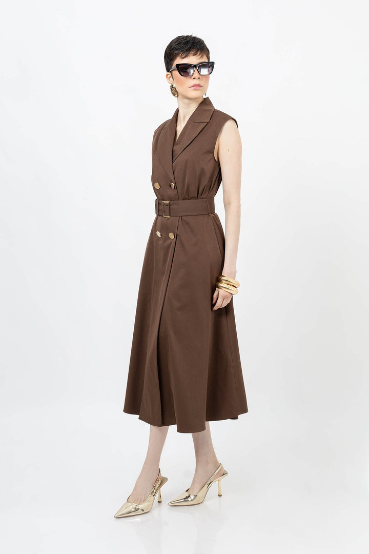Vestido tipo trench sin mangas