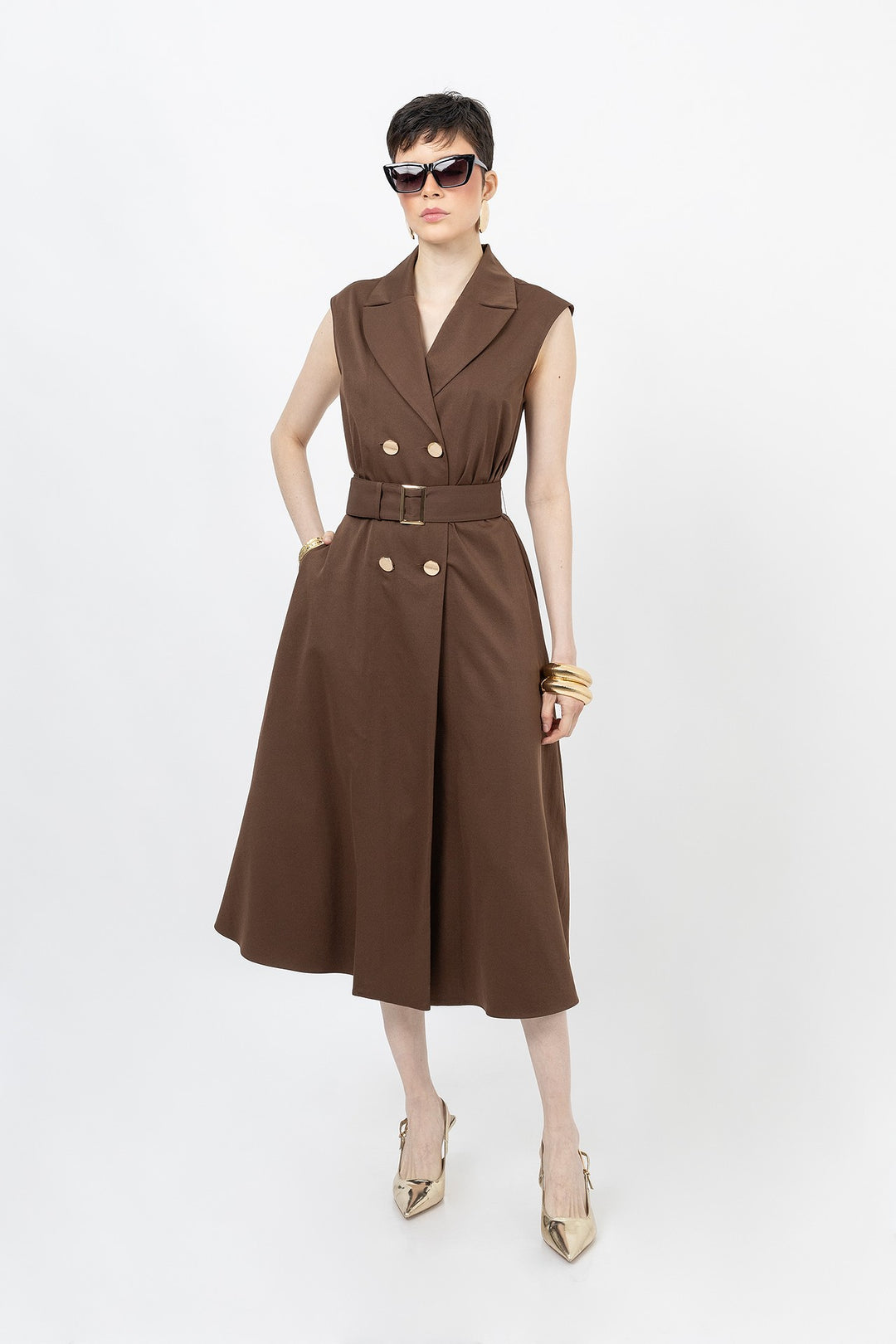 Vestido tipo trench sin mangas