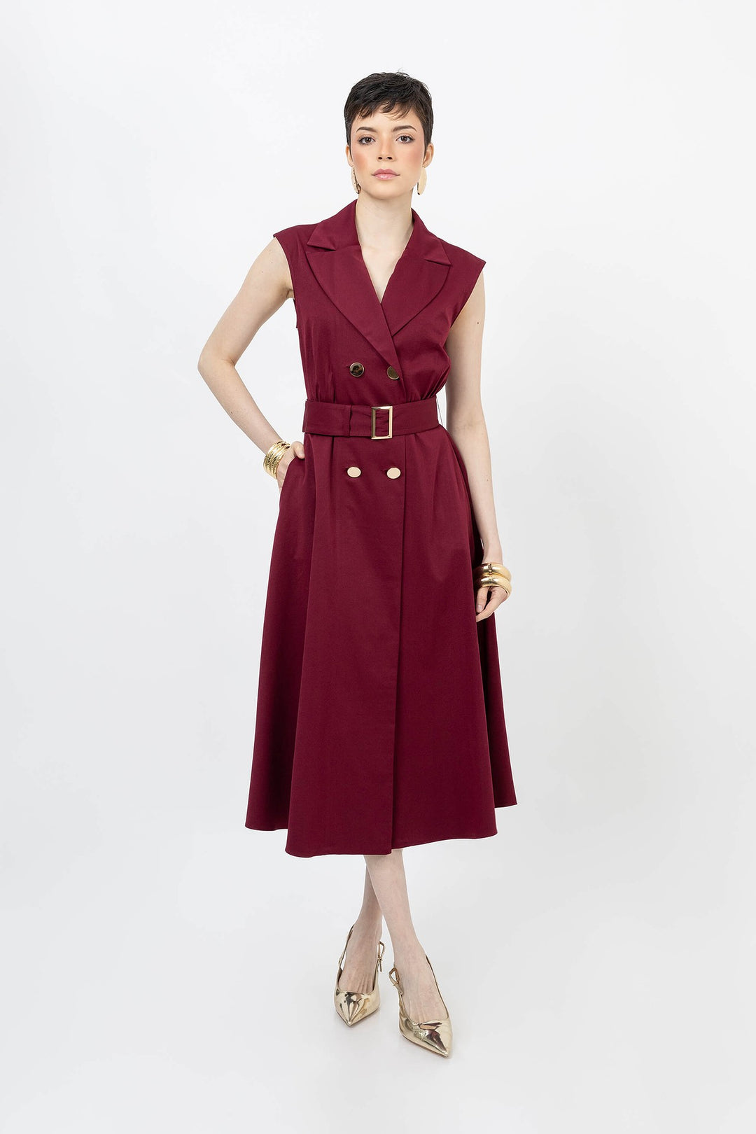 Vestido tipo trench sin mangas