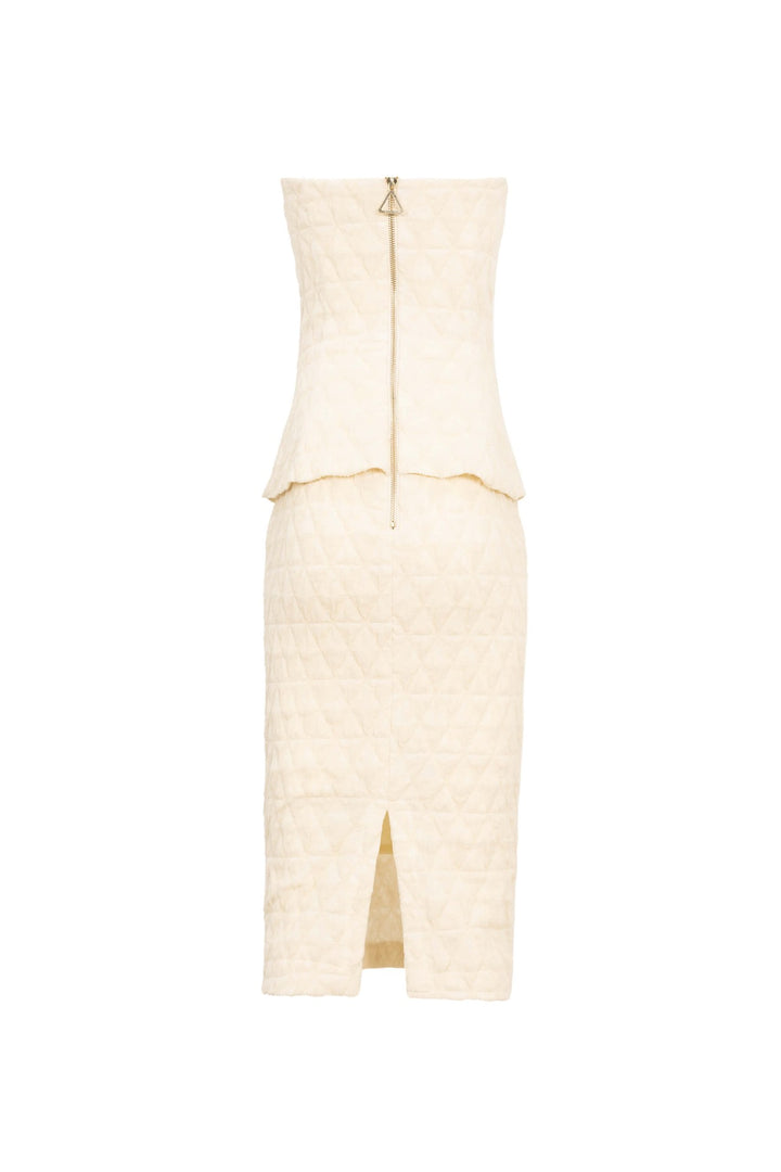 Vestido strapless texturizado