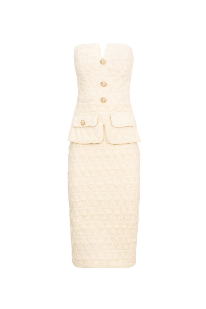 Vestido strapless texturizado