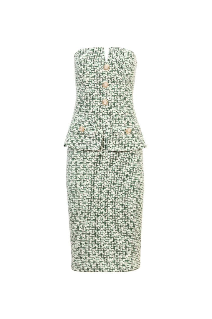 Vestido strapless texturizado