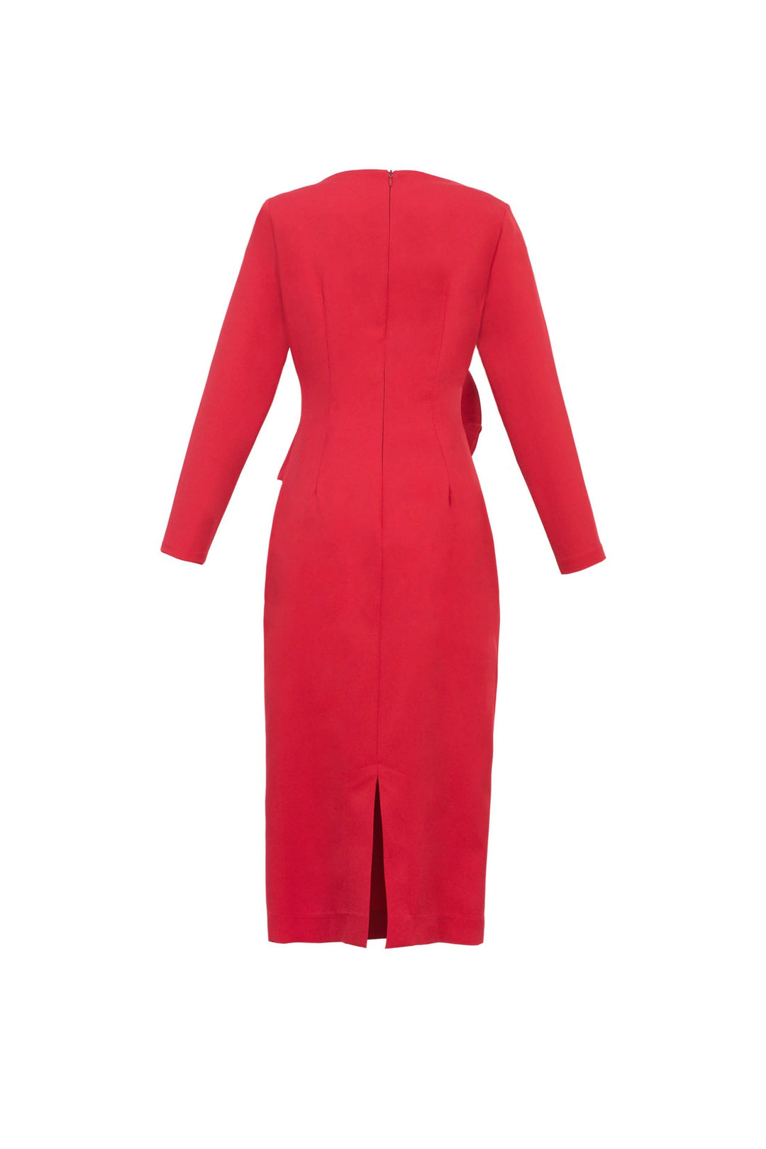 Vestido midi con flor estructural y manga larga