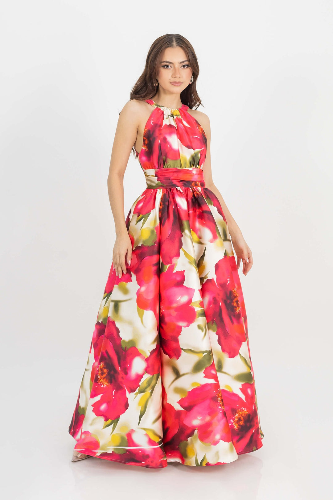 Vestido largo con estampado floral elegante