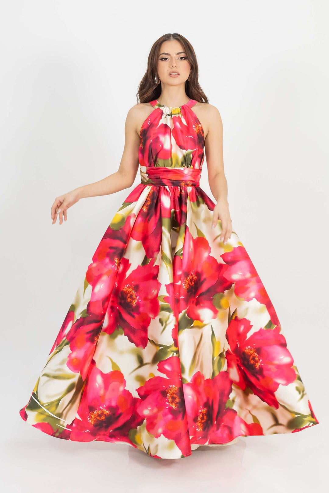 Vestido largo con estampado floral elegante