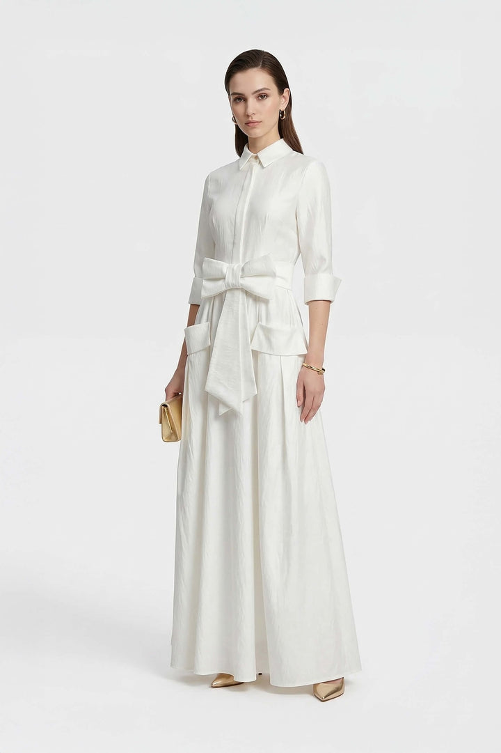 Vestido Maxi con Cinturón de Lazo