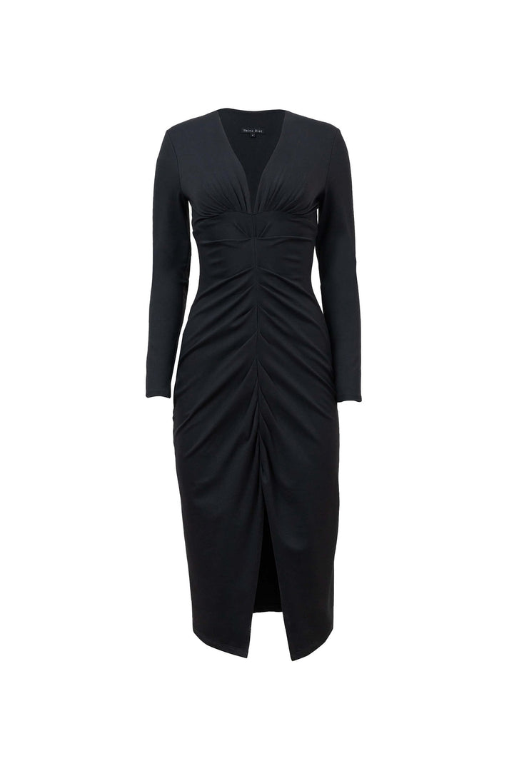 Vestido de mangas con drapeado central