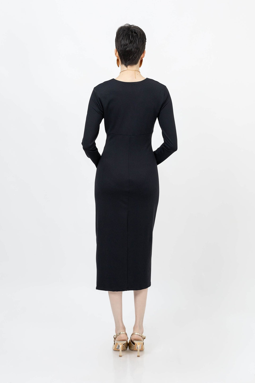 Vestido de mangas con drapeado central