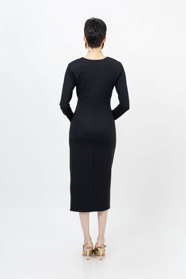 Vestido de mangas con drapeado central