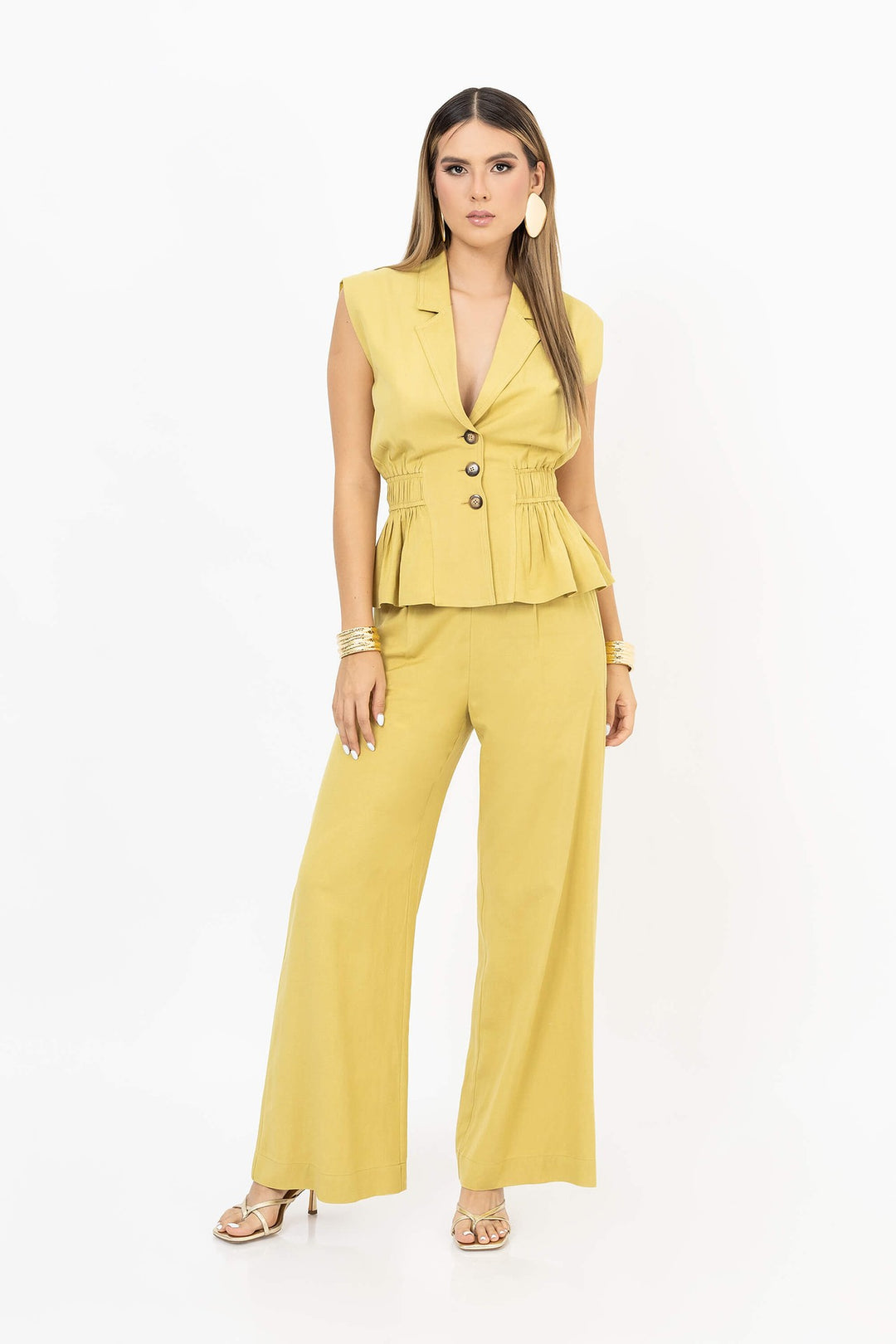 Pantalón de pierna ancha de lino