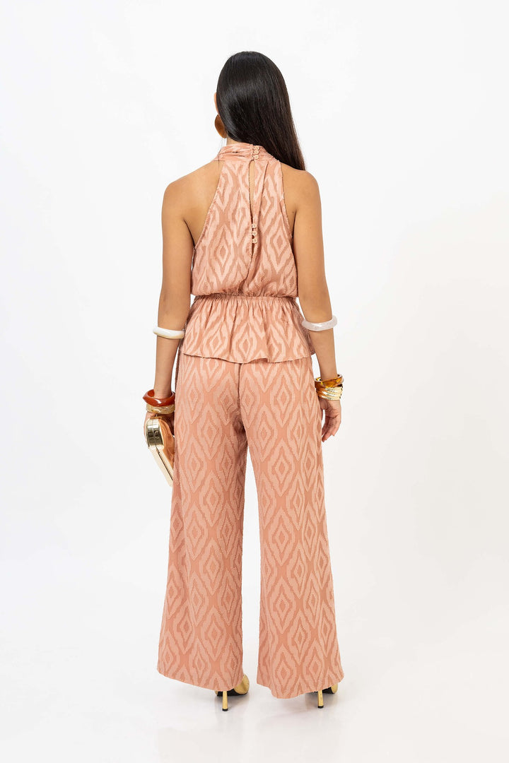 Set halter estampado con pantalón amplio