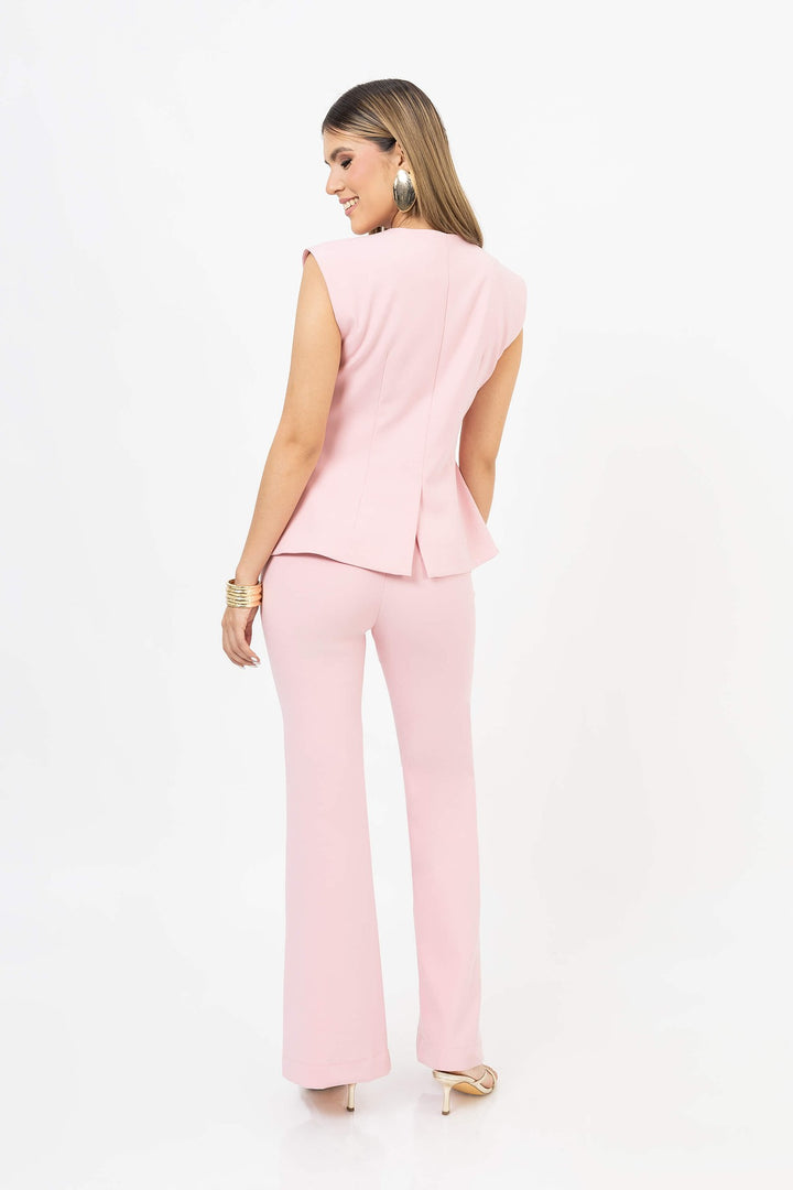 Pantalón acampanado de tiro alto