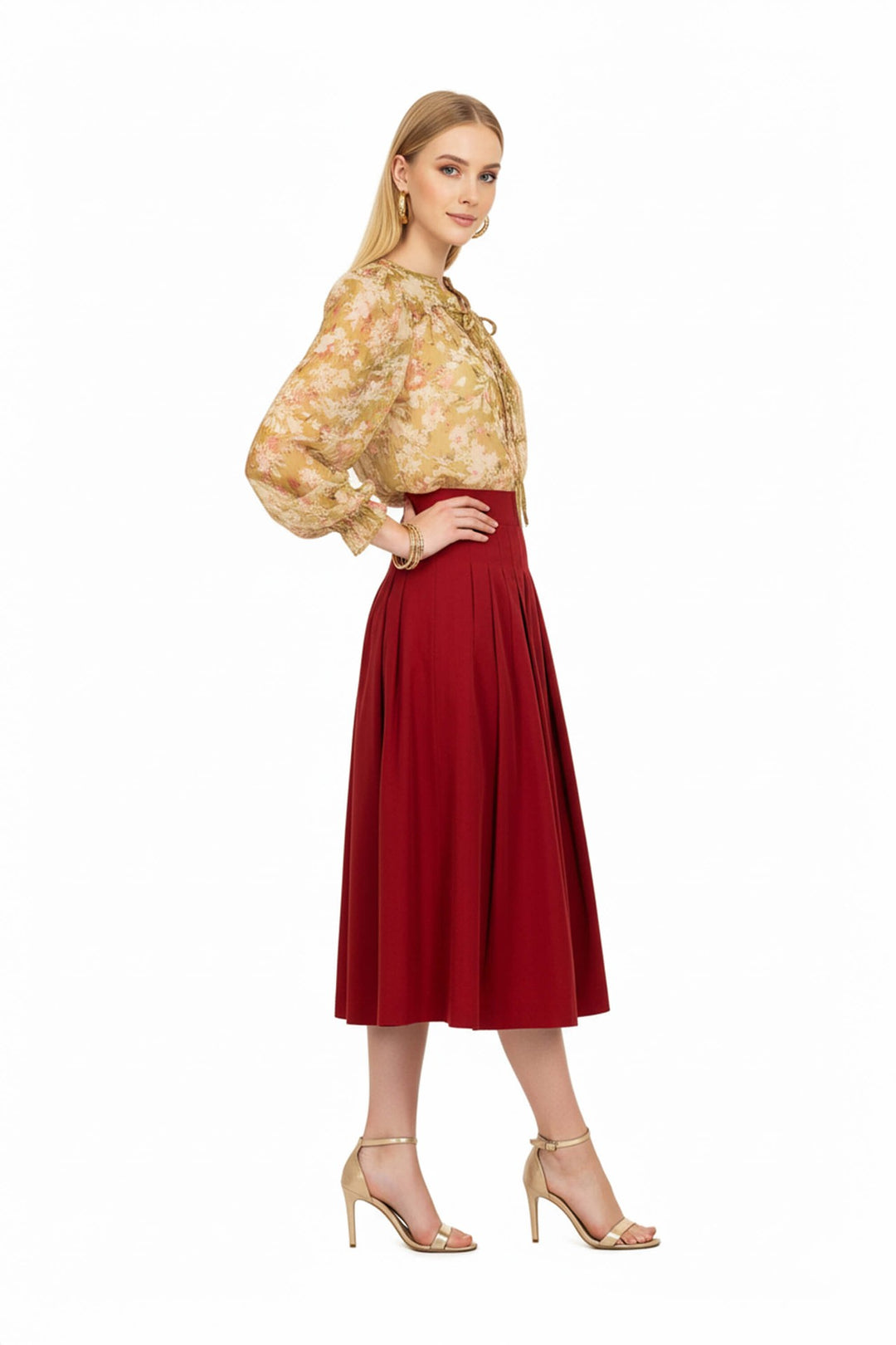 Falda midi plisada de vestir