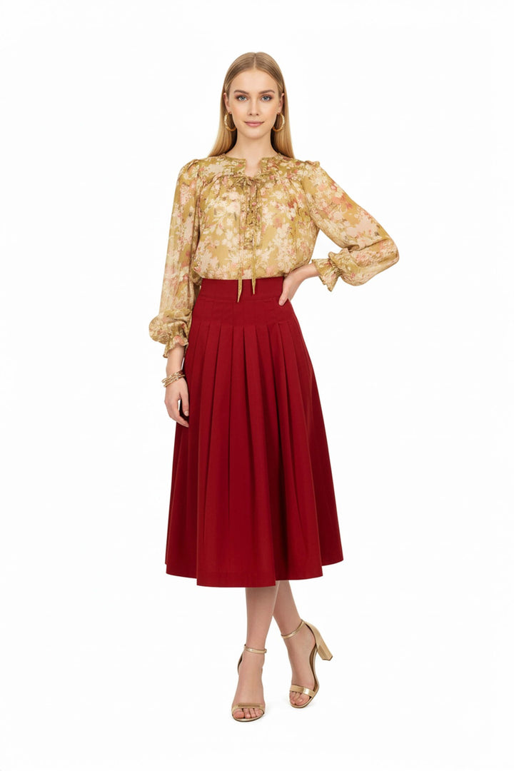 Falda midi plisada de vestir