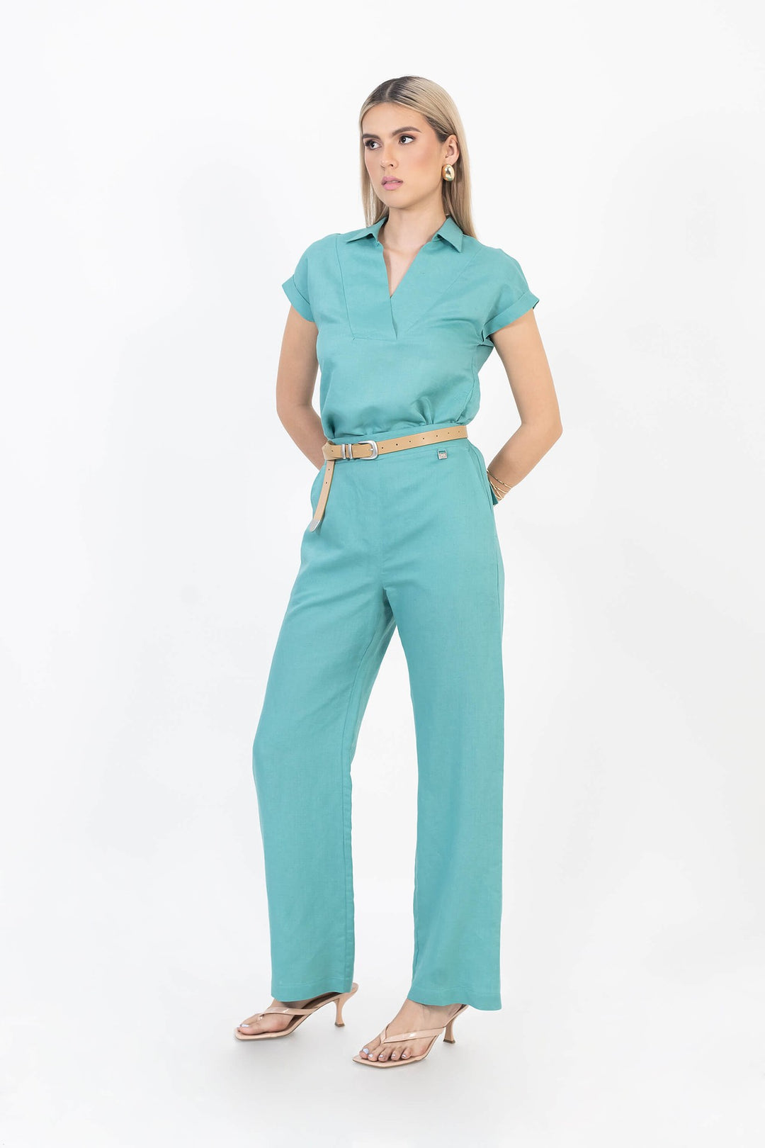 Set de blusa y pantalón tipo filipina