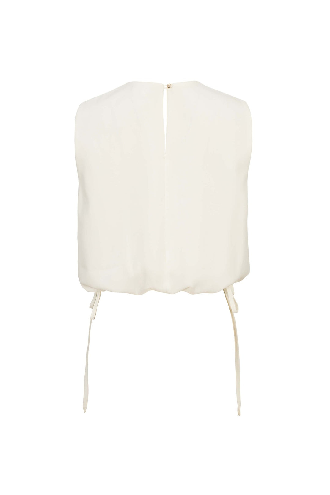 Blusa satinada sin mangas con lazo lateral