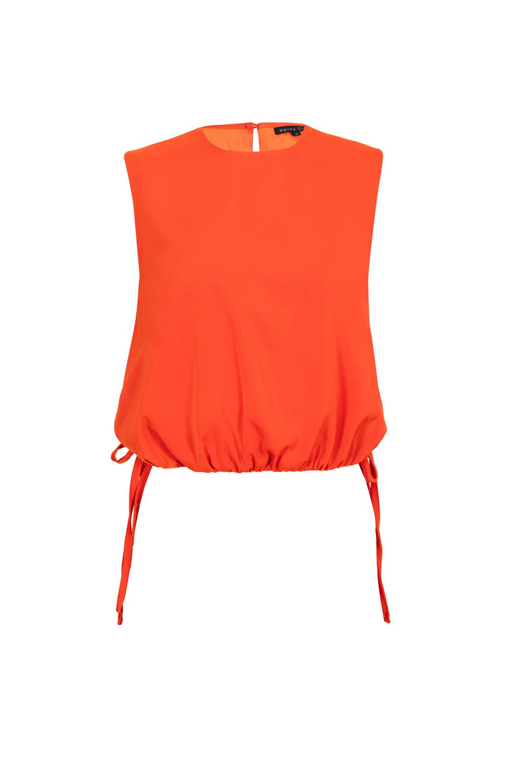 Blusa satinada sin mangas con lazo lateral