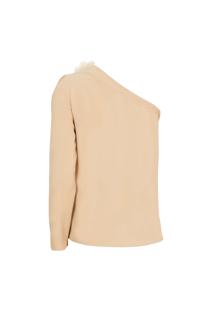 Blusa de una manga con flor 3D